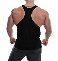 THE BLAZZE 0051 Men's Tank Top Muscle Gym Bodybuilding Vest Fitness Workout Train Stringers (XX-Large, Black)-thumb1