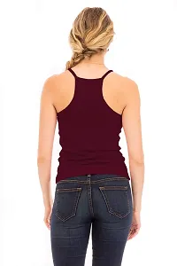 THE BLAZZE Women's Sleeveless Crop Tops Sexy Strappy Tees (M, Maroon)-thumb3