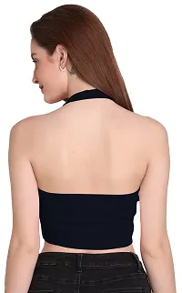 THE BLAZZE 1294 Women's Sleeveless Crop Tops Sexy Strappy Tees (X-Large, Navy)-thumb2