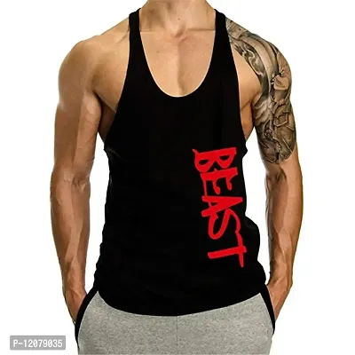 THE BLAZZE Men's Blank Stringer Y Back Bodybuilding Gym Tank Tops-thumb0