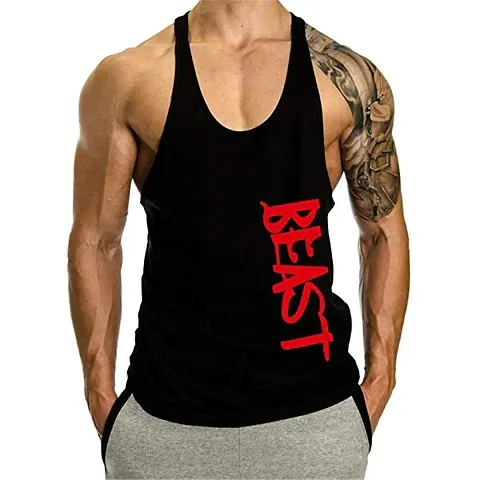 THE BLAZZE Men's Bodybuilding Gym Solid Color Tank Top Stringers (M, Beast)