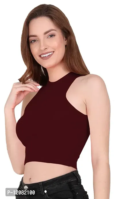 THE BLAZZE 1025 Women's Summer Basic Sexy Strappy Sleeveless Racerback Camisole Crop Top Top-thumb3