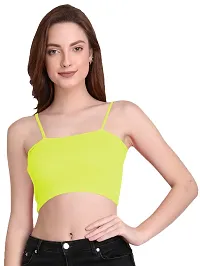 THE BLAZZE 1290 Women's Cotton Basic Sexy Solid Slim Fit Sleeveless Saree Readymade Saree Blouse Crop Top T-Shirt for Women (XS, Light Yellow)-thumb4