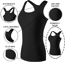 THE BLAZZE Women's Rib Racerback Tank Top (Medium, Light Orange)-thumb2