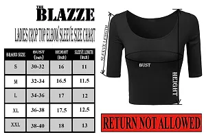 THE BLAZZE 1055 Women's Basic Sexy Solid Scoop Neck Slim Fit Short Sleeves Crop Tops (Large(34�-36 ), Charcoal Melange)-thumb4