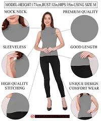 Women's Plain Black Sleeveless High Neck/Turtle Neck Top Stretch Slim Cotton T-Shirt FDor Women-thumb4