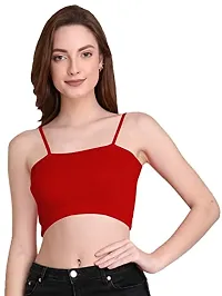 THE BLAZZE 1290 Women's Cotton Basic Sexy Solid Slim Fit Sleeveless Saree Readymade Saree Blouse Crop Top T-Shirt for Women(S,Color_02)-thumb4