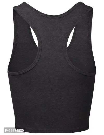 THE BLAZZE Women's Cotton Racerback Basic Crop Tank Tops (Small, Charcoal Melange Charcoal Melange)-thumb4