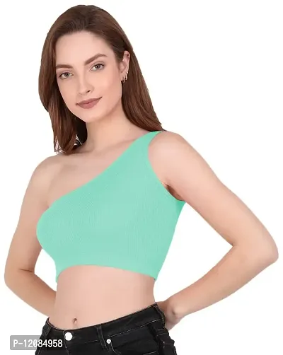 THE BLAZZE Women's Sleeveless Crop Tops Sexy Strappy Tees (S, Prussian Blue)-thumb4