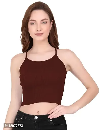 THE BLAZZE Women's Summer Basic Sexy Strappy Sleeveless Racerback Camisole Crop Tops