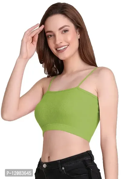 THE BLAZZE 1290 Women's Sleeveless Crop Tops Sexy Strappy Tees (X-Large, Reliance Green)-thumb1