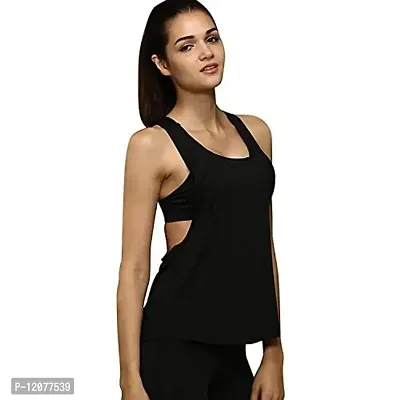 THE BLAZZE Women's Gym Vest Tank Top Camisole Women Spaghetti Racerback Crop Top Active Wear Yoga Workout Top (X-Large(38?/95cm - Chest), Black)-thumb2