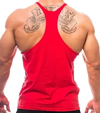 THE BLAZZE Men's Bodybuilding Gym Solid Color Tank Top Stringers (Medium, Red)-thumb1