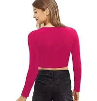 THE BLAZZE Women's Crop Top (1128-B_Dark Pink_Large)-thumb1