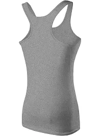 THE BLAZZE Women's Rib Racerback Tank Top (M, Grey)-thumb1