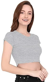 THE BLAZZE 1081 Sexy Women's Cotton Tank Crop Tops Bustier Bra Vest Crop Top Bralette Blouse Top for Women (L, Grey)-thumb3