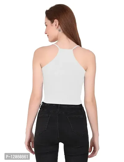 THE BLAZZE 1002 Women's Sleeveless Crop Tops Sexy Strappy Tees (XX-Large(38?-40""), L - White)