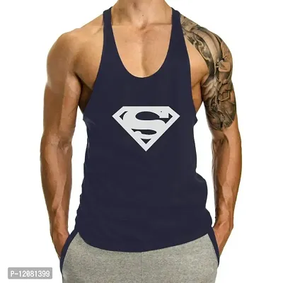 THE BLAZZE 0016 Men's Sleeveless T-Shirt Gym Tank Gym Tank Stringer Tank Tops Gym Vest Muscle Tee Gym Vest Vests Men Vest for Men T-Shirt for Men's (XX-Large(42?-44), C - Navy)