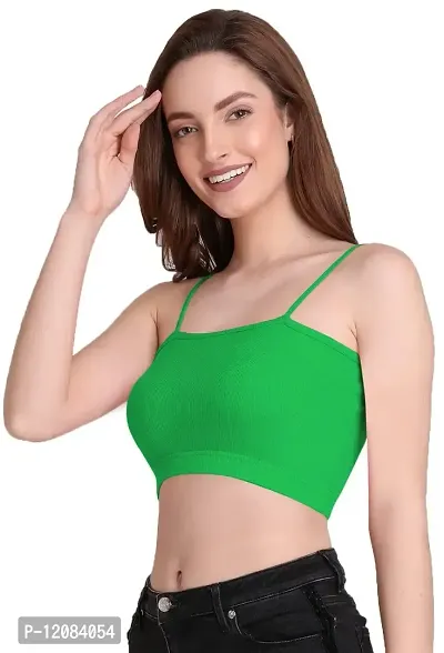 THE BLAZZE 1290 Women's Sleeveless Crop Tops Sexy Strappy Tees (X-Small, Green)-thumb1