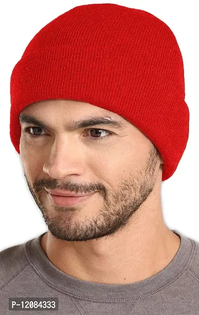 THE BLAZZE 2015 Winter Beanie Cap for Men and Women (Free, Red)-thumb4