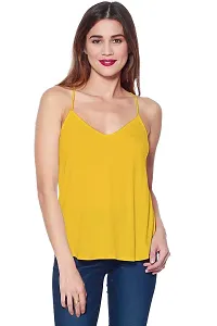 THE BLAZZE Women's Cotton Spaghetti Top (M, Yellow)-thumb1