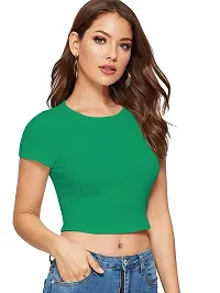 THE BLAZZE 1261 Women's Cotton Crop Top Shorts Set (S, Reliance Green)-thumb1