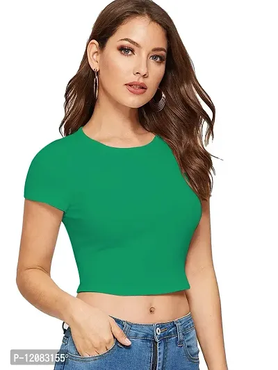 THE BLAZZE 1261 Women's Cotton Crop Top Shorts Set (S, Reliance Green)-thumb2