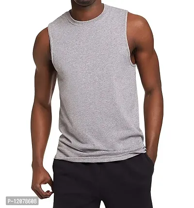 THE BLAZZE Men's Sleeveless T-Shirt (Small(36?/90cm - Chest), Grey)