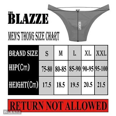 THE BLAZZE Men's Soft Low Rise G-String Underwear Sexy Mid Coverage Back Briefs-thumb2