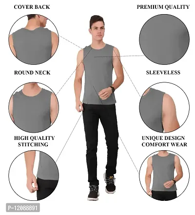 AD2CART A0006 Men's Round Neck Sleeveless T-Shirt Tank Top Gym Bodybuilding Vest Muscle Tee for Men-thumb5