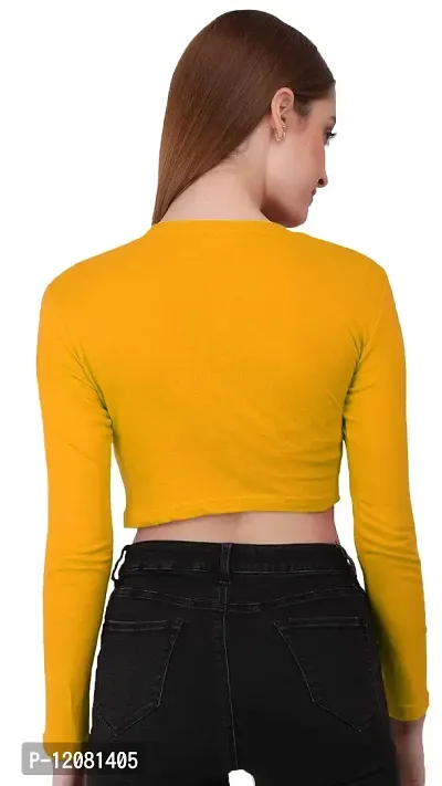 THE BLAZZE 1089 Women's Basic Sexy Solid Round Neck Slim Fit Full Sleeve Crop Top T-Shirt for Women-thumb5