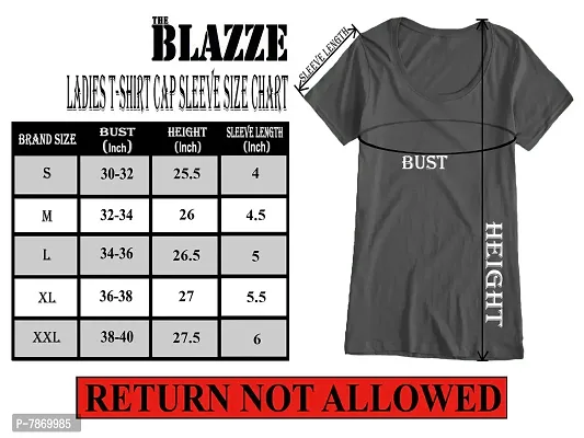 THE BLAZZE 1050 Women's Cotton Scoop Neck Short Sleeve T-Shirt for Women (X-Large(36�-38), B - Dark Grey)-thumb5