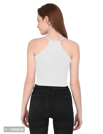 THE BLAZZE 1002 Women's Summer Basic Sexy Strappy Sleeveless Racerback Camisole Crop Top Tops (Small(30-32), White)