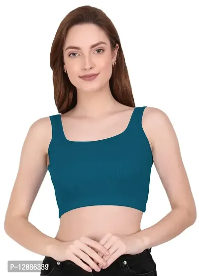 THE BLAZZE 1044 Women's Summer Basic Sexy Strappy Sleeveless Crop Top's (XX-Large, Prussian Blue)-thumb1