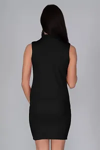 AD2CART A5083 Women's Lycra Basic Solid Turtle Neck Sleeveless Stretchable Midi Bodycon Mini Dress for Women-thumb3