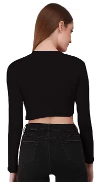 THE BLAZZE 1089 Women's Basic Sexy Solid Round Neck Slim Fit Full Sleeve Crop Top T-Shirt for Women-thumb4