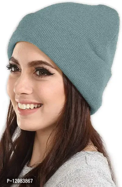 THE BLAZZE 2015 Winter Beanie Cap for Men and Women's (Free Size, Blue)-thumb2