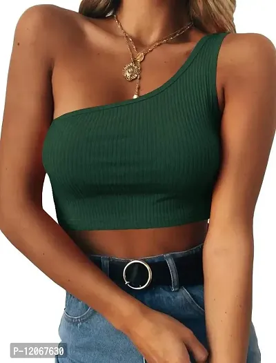 THE BLAZZE Women's Sleeveless Crop Tops Sexy Strappy Tees (L, Green+Wine Red)-thumb2