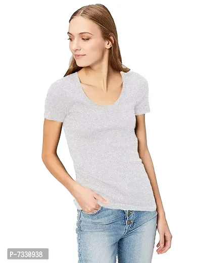 THE BLAZZE 1052 Women's Cotton Scoop Neck Half Sleeve T-Shirt for Women (Medium(32 -34 ), C - Grey)-thumb1