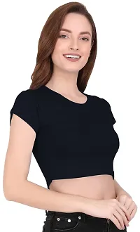 THE BLAZZE 1081 Crop Tops for Women (XS, Navy)-thumb3