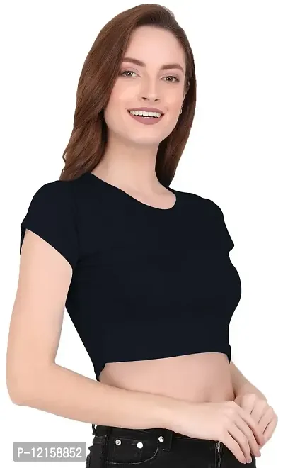 THE BLAZZE 1081 Crop Tops for Women (XS, Navy)-thumb4