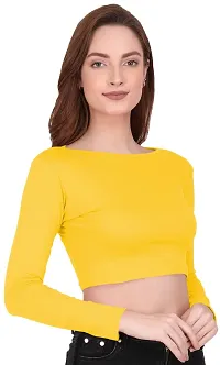 THE BLAZZE 1138 Crop Tops for Women (S, Yellow)-thumb5