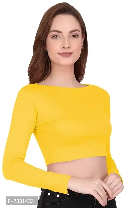 THE BLAZZE 1138 Crop Tops for Women (S, Yellow)-thumb6