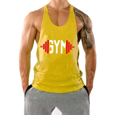 THE BLAZZE Men's Gym Bodybuilding Tank Tops Muscle Stringer (Small, Yellow)