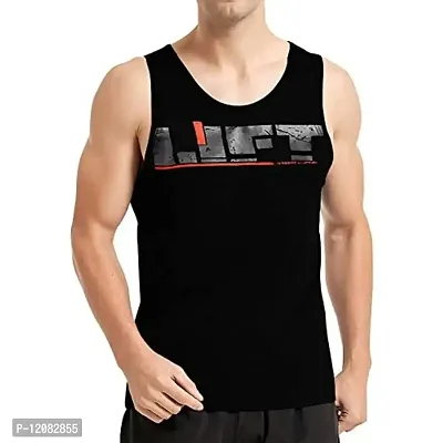 THE BLAZZE 0047 Men's Gym Tank Gym Stringer Gym Vest Sleeveless Tank Top (2XL, Black)-thumb0