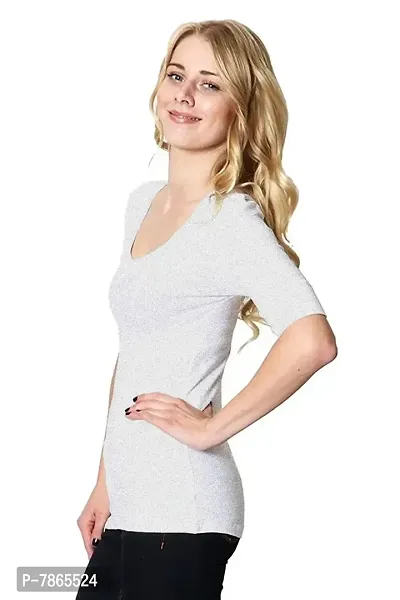 THE BLAZZE 1054 Women's Cotton Scoop Neck Elbow Sleeve T-Shirt for Women (X-Large(36�-38), D - Grey)-thumb3