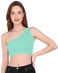 THE BLAZZE Women's Sleeveless Crop Tops Sexy Strappy Tees (S, Prussian Blue)-thumb4