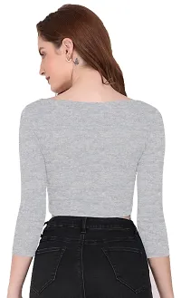 THE BLAZZE 1057 Women's Crop Top (M, Gray)-thumb2