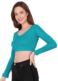 THE BLAZZE 1109 Women's V Neck Crop Top-thumb4