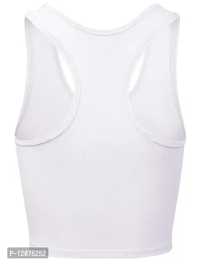 THE BLAZZE Women's Sleeveless Crop Tops Sexy Strappy Tees (XX-Large, White)-thumb3